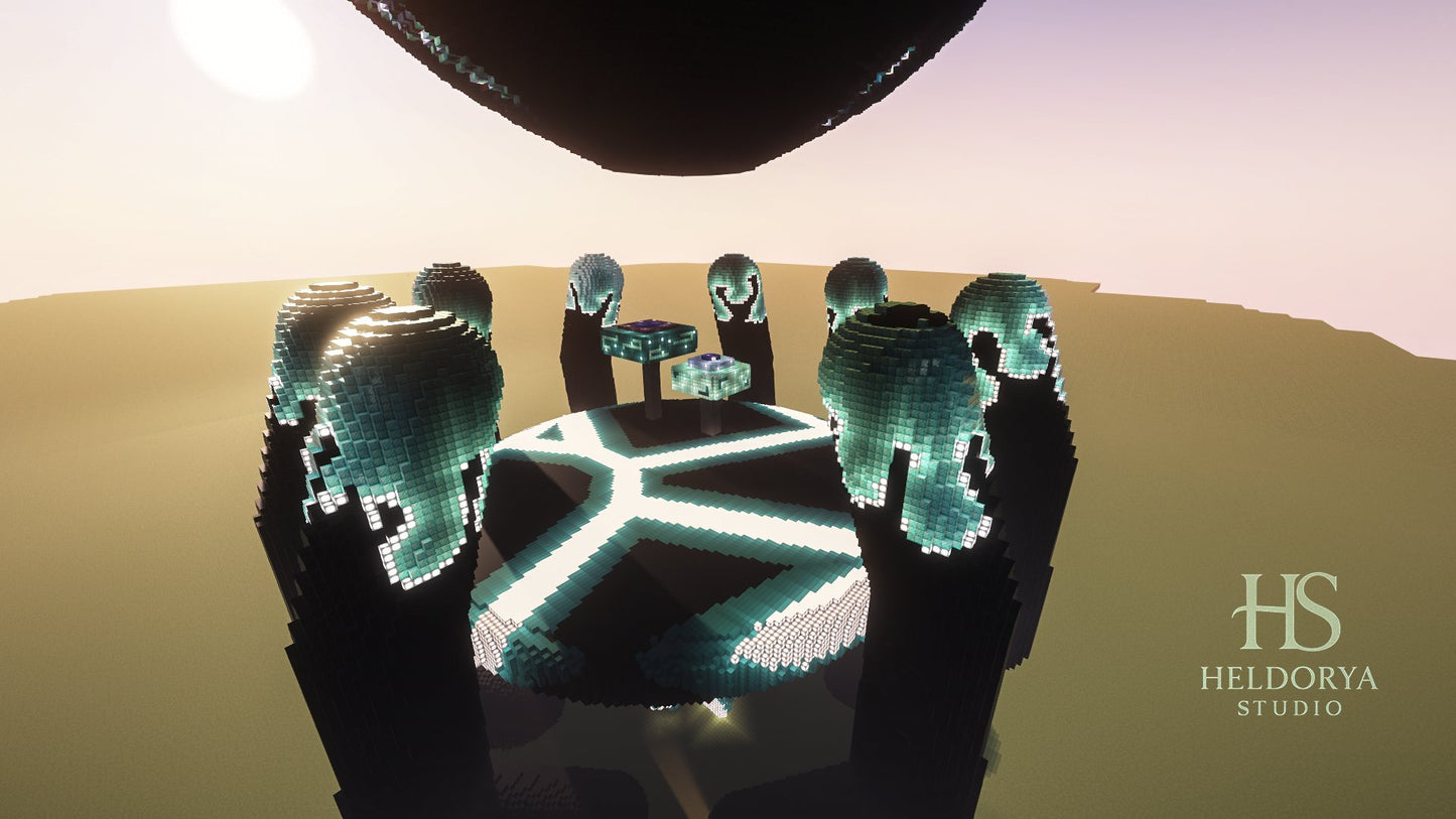 Tech-Themed Cyber Sci-Fi PvP Arena / Lobby with Floating Glowing Globe | Minecraft Map