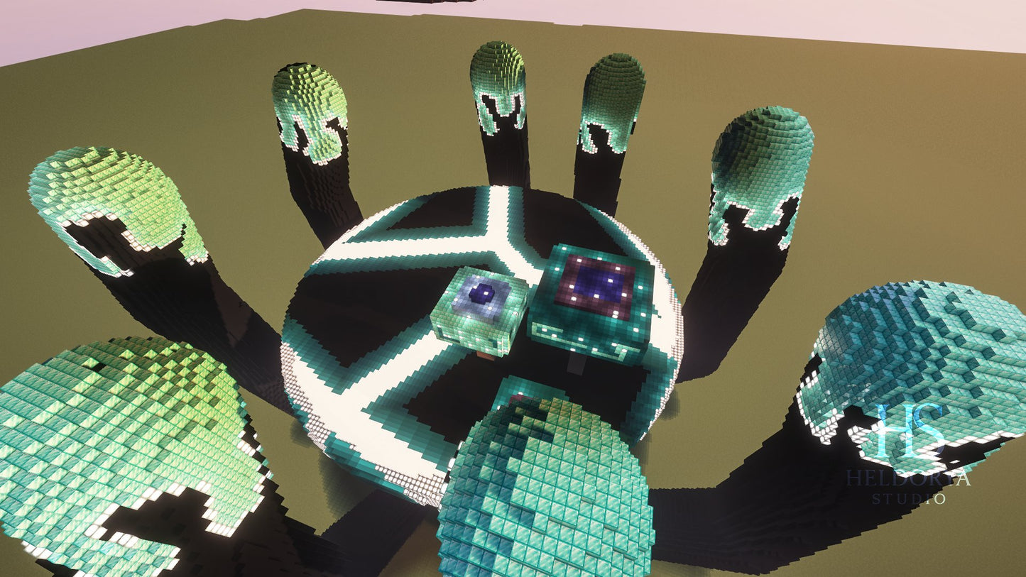 Tech-Themed Cyber Sci-Fi PvP Arena / Lobby with Floating Glowing Globe | Minecraft Map