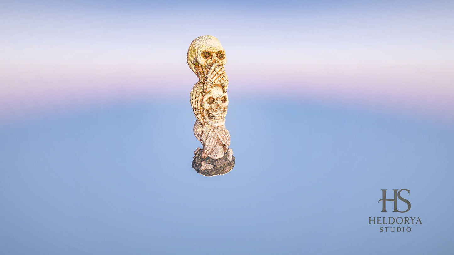 Skulls Statue | Giant Skulls | Ultra-Detailed Gothic Monument for Minecraft