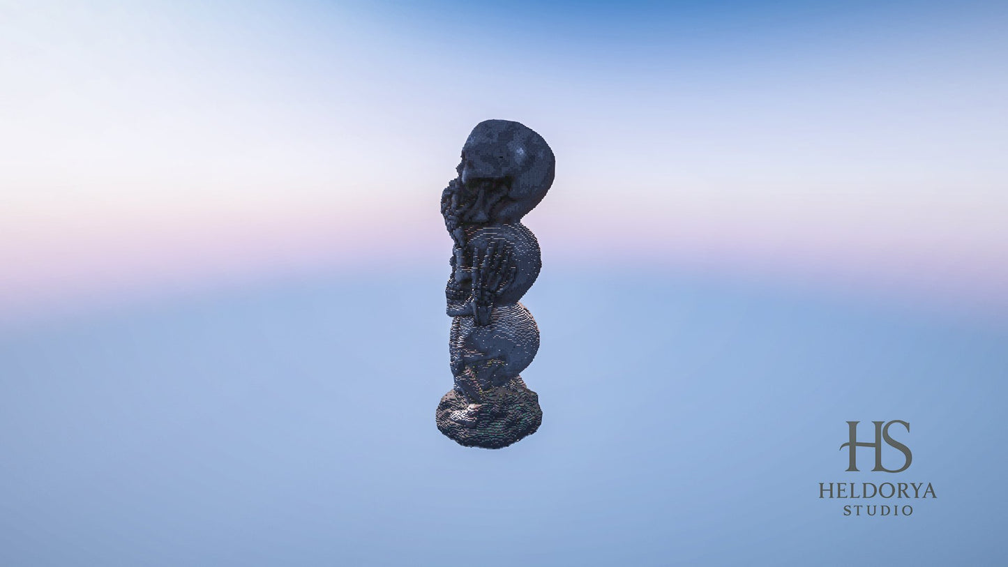 Skulls Statue | Giant Skulls | Ultra-Detailed Gothic Monument for Minecraft