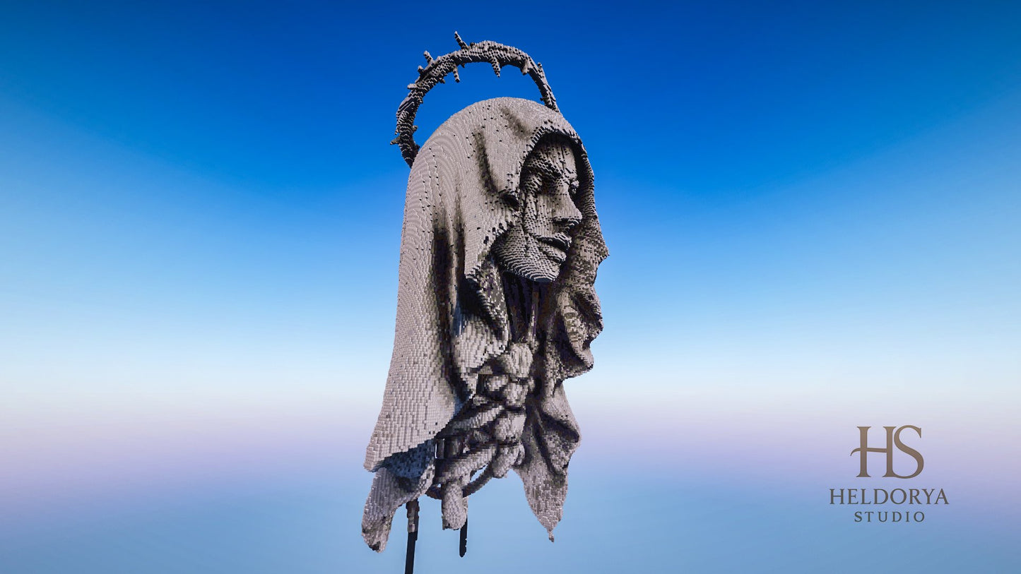 Gothic Fallen Angel Statue | Giant Fallen Angel | Ultra-Detailed Gothic Monument for Minecraft