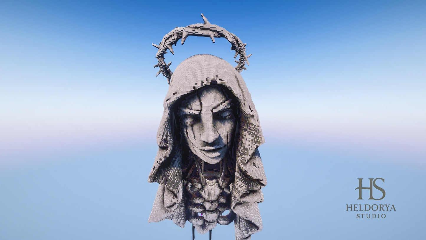 Gothic Fallen Angel Statue | Giant Fallen Angel | Ultra-Detailed Gothic Monument for Minecraft