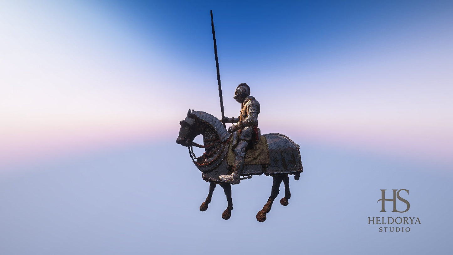 Armored Knight With Horse | 3D Statue | Vanilla ( Schem & Litematic)