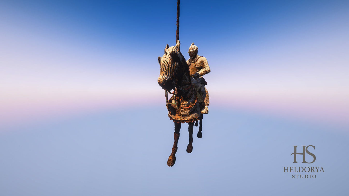Armored Knight With Horse | 3D Statue | Vanilla ( Schem & Litematic)