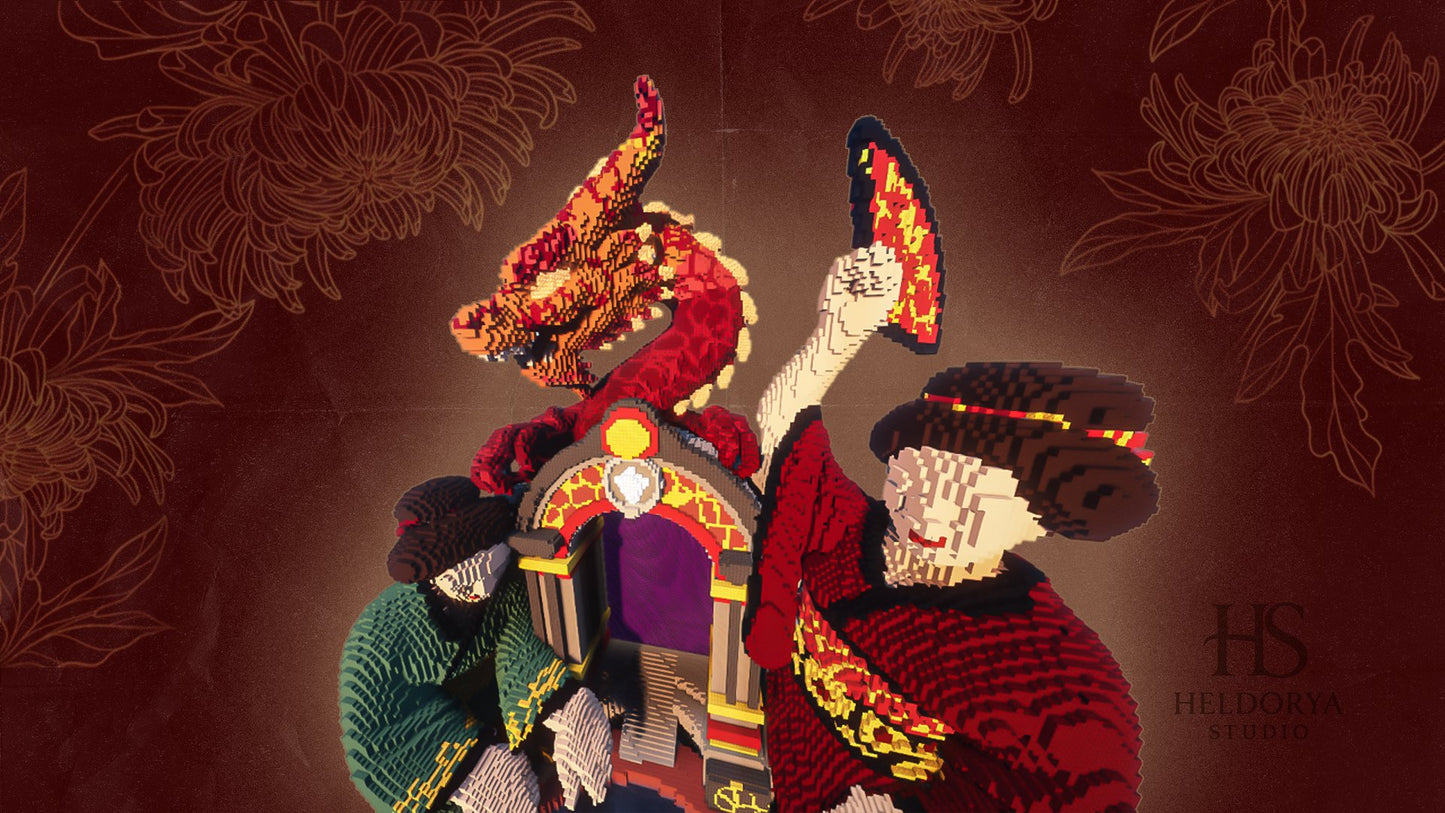 Japanese Realistic Geishas Monument | Portal | Temple