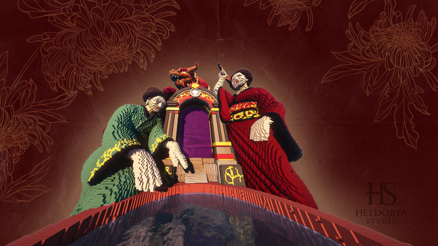 Japanese Realistic Geishas Monument | Portal | Temple