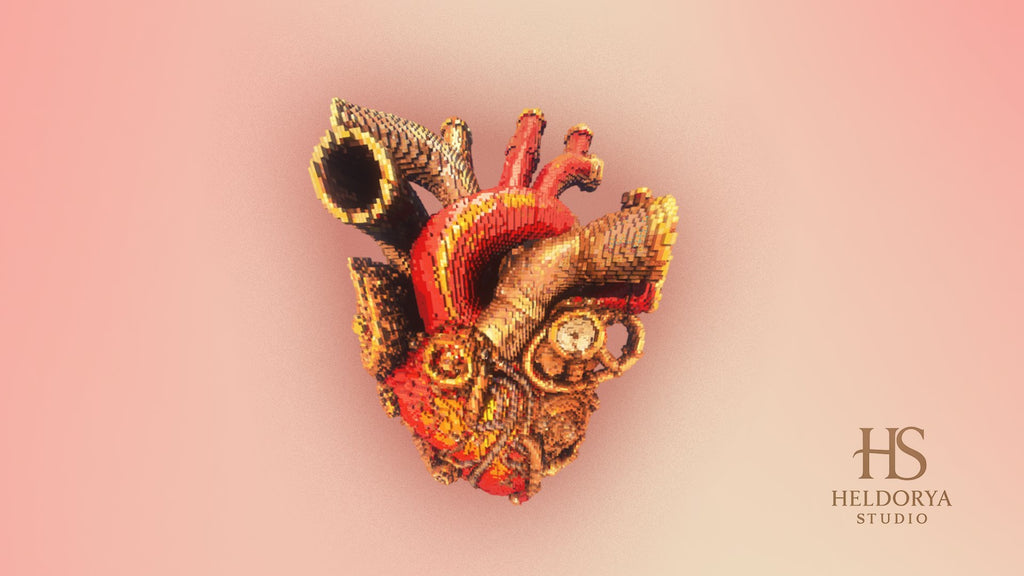 Realistic Heart With Gears - Statue